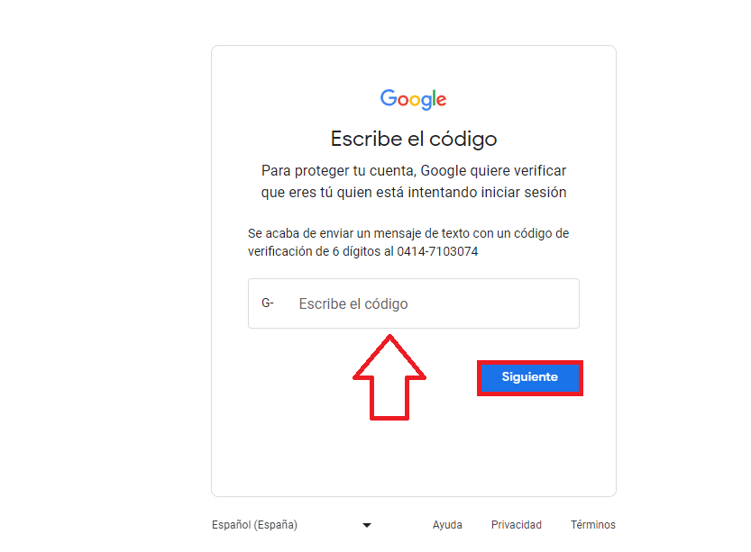 Ingresa el código de verificación recibido
