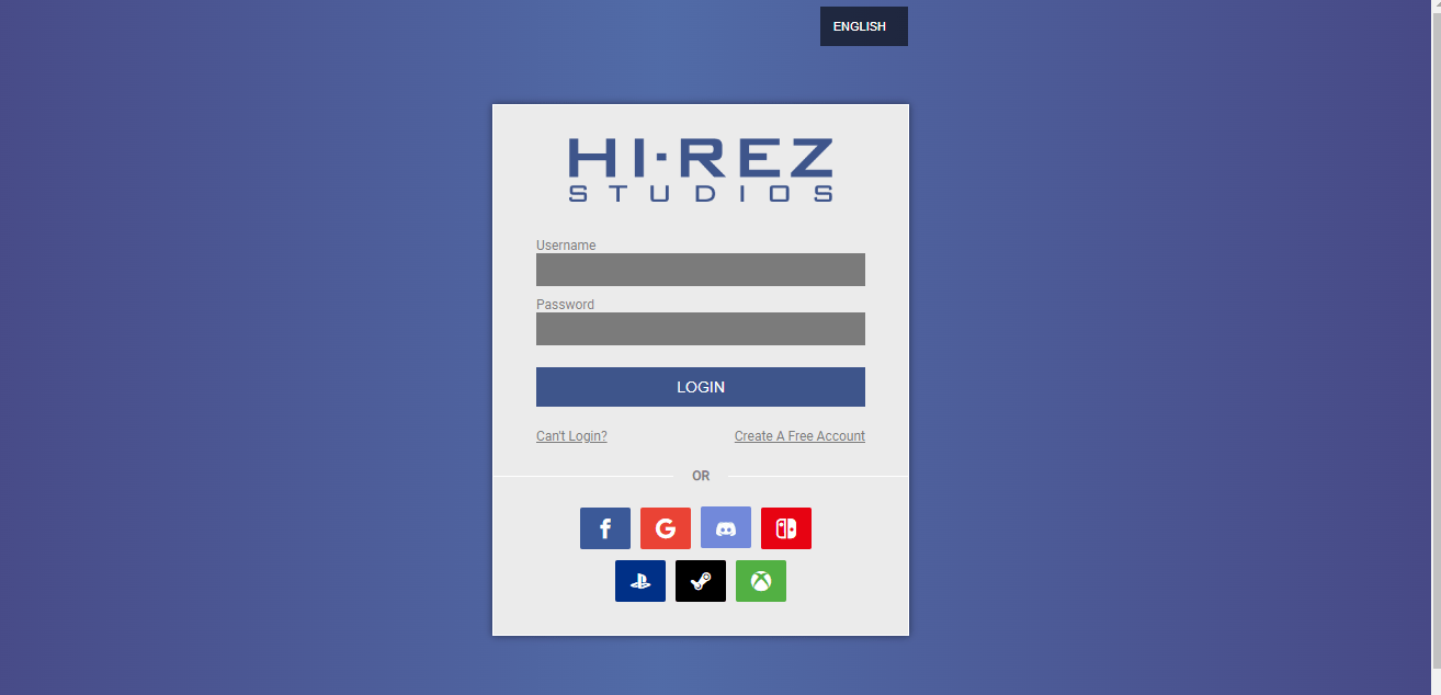 Inicia sesión en Hi-Rez