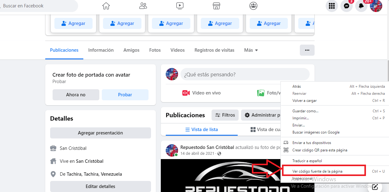 Accede al código fuente del sitio