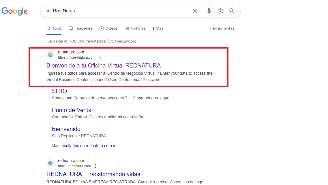 Busca el sitio web oficial de Red Natura