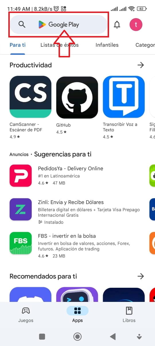 Ingres a Google Play Store Ingres a Google Play Store