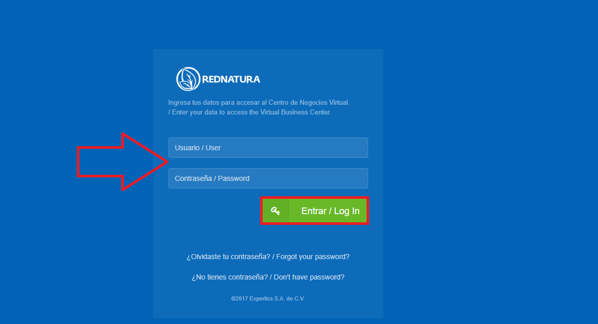 Introduce tus datos de acceso a Red Natura