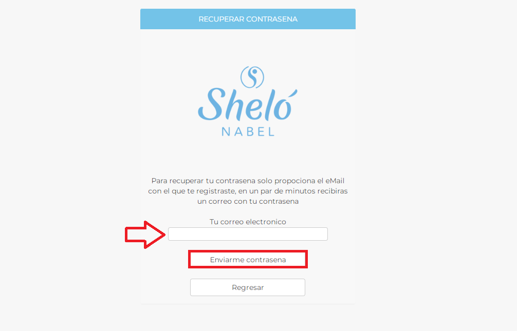 Olvidé mi contraseña y no puedo iniciar sesión en oficina virtual Shelo Nabel, ¿Qué hago?