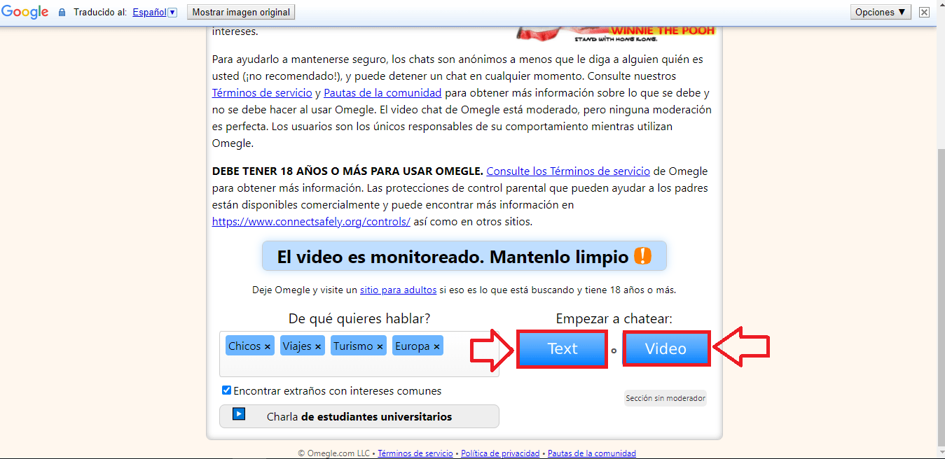 Selecciona un chat por texto o vídeo Selecciona un chat por texto o vídeo