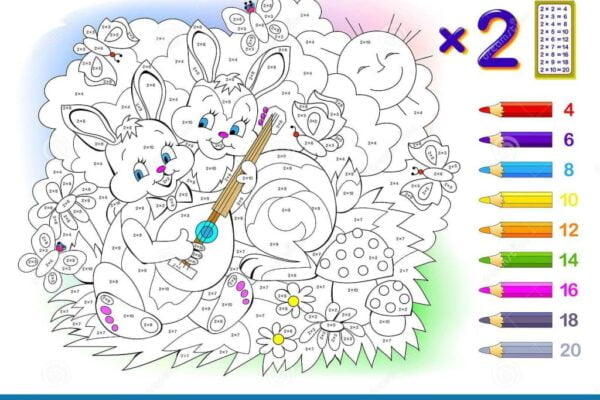 Tabla del 2 para colorear Tabla del 2 para colorear
