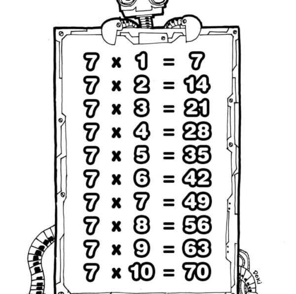 Tabla del 7 para colorear