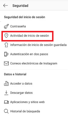 Abre el apartado de “Actividad de inicio de sesión”