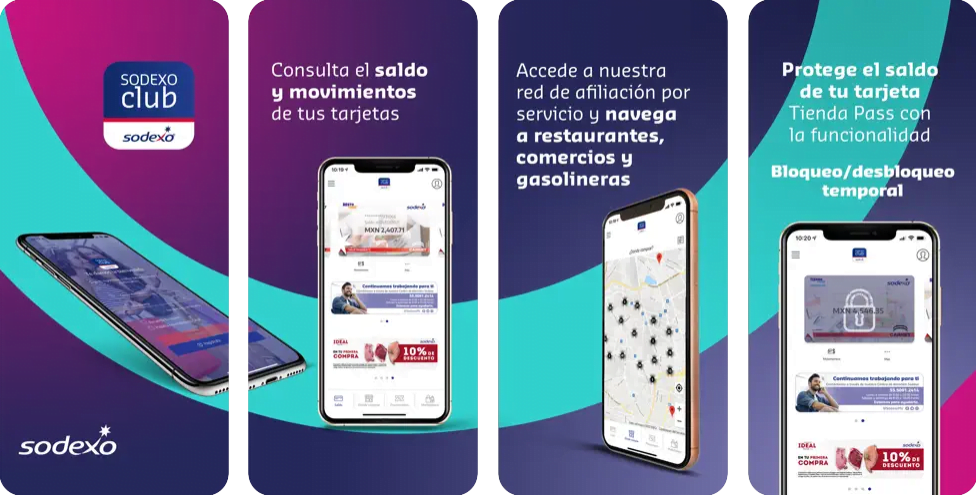 Por medio de la aplicación móvil Sodexo Por medio de la aplicación móvil Sodexo