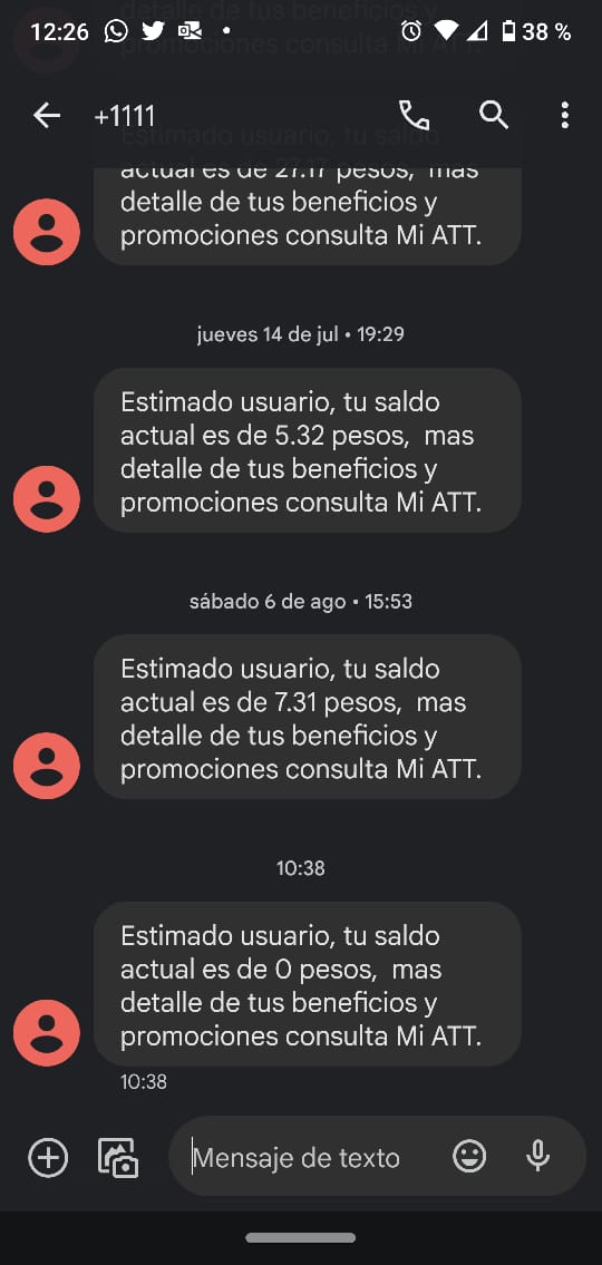 Cómo revisar saldo de AT&T por mensaje de texto (SMS)?