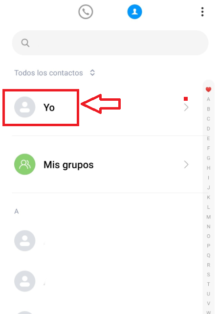 Desde la app de contactos