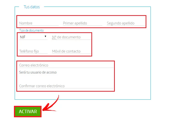 Completa el formulario con tus datos
