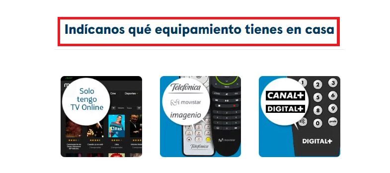 Elige el dispositivo que tienes con servicio de Movistar