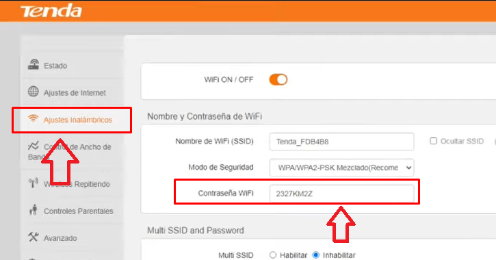 Entra a configuración Wifi