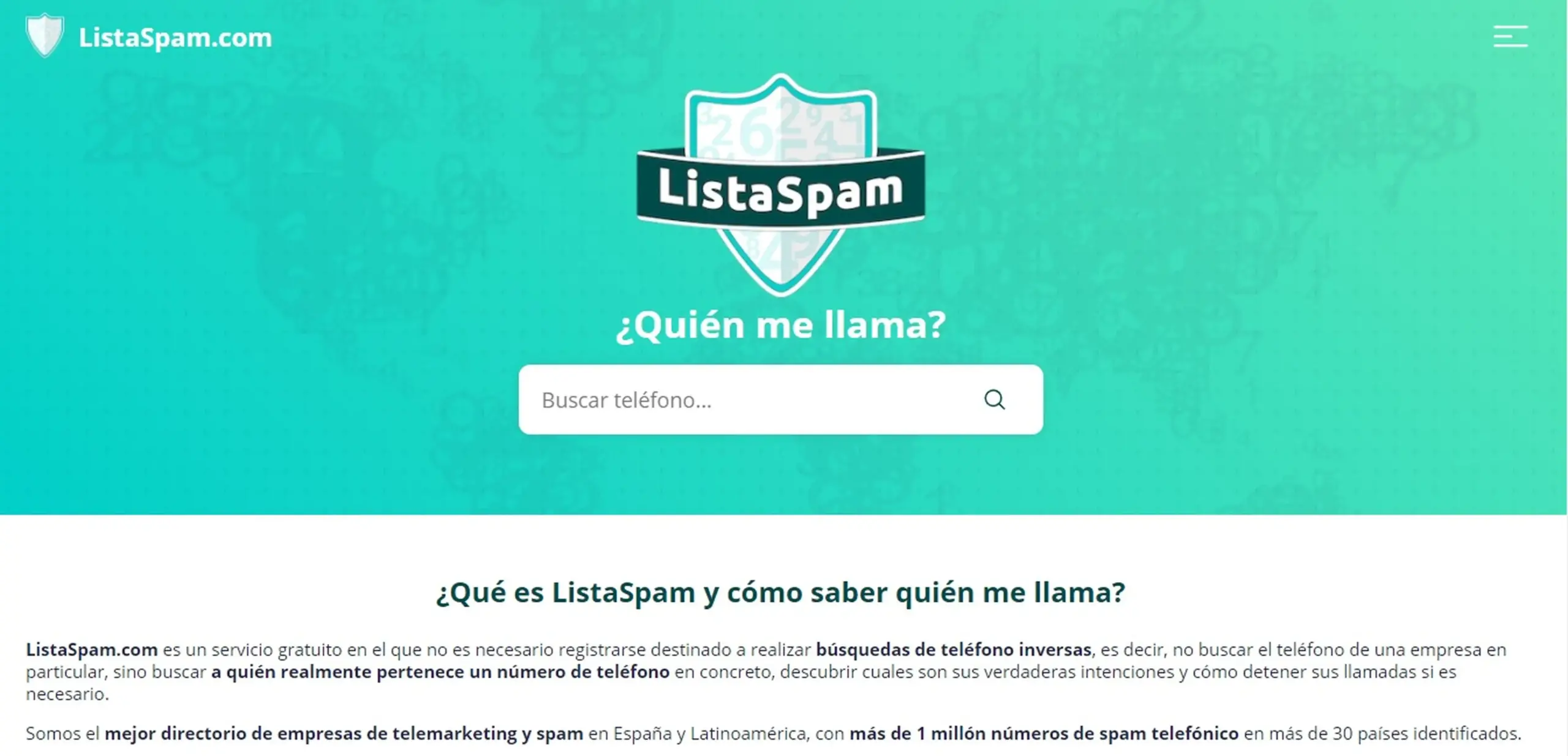Usar un servicio de lista spam para detectar los números desconocidos