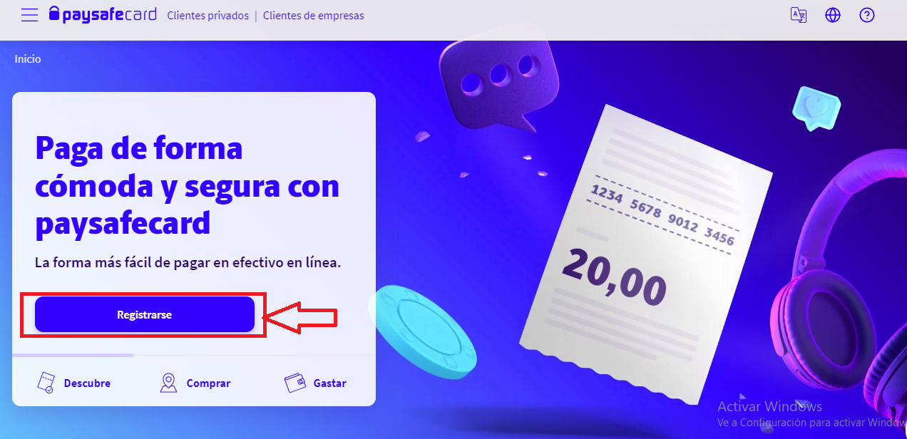 elecciona la opción de Registro