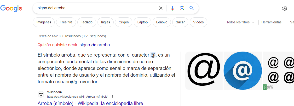 Copiando y pegando el signo del @ Copiando y pegando el signo del @