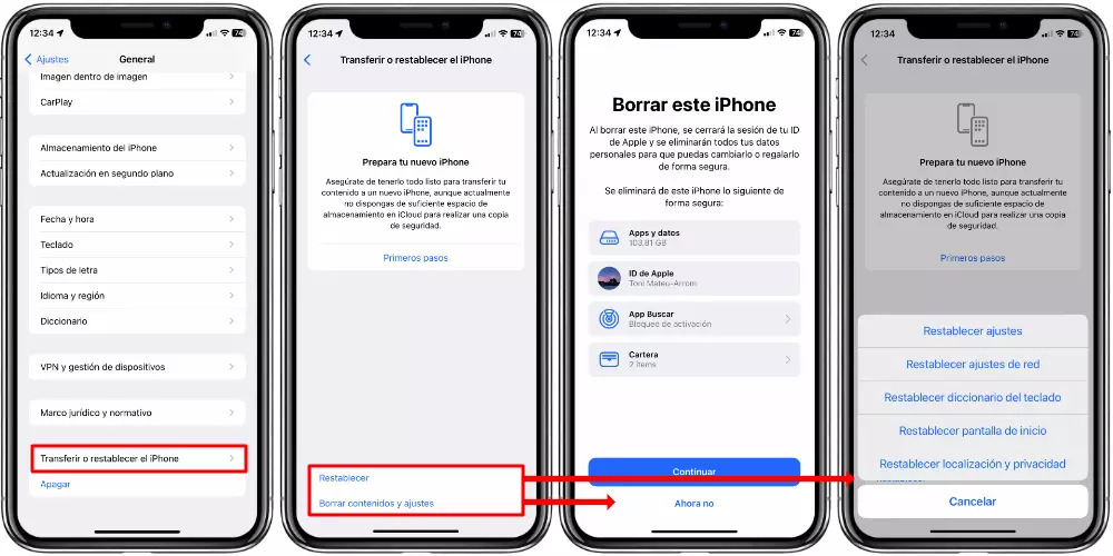 Pasos para formatear de fábrica un móvil iPhone