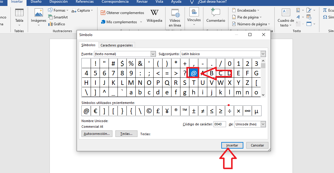 Busca el signo del @
